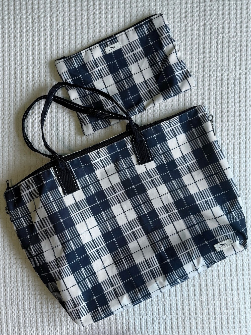 Scout Black and White Plaid Tote with Matching Snap-In Pouch